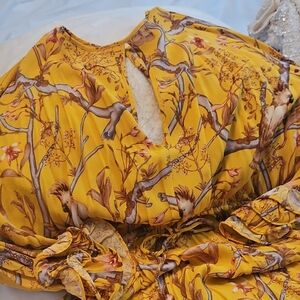 H&M Yellow and Brown Floral Dress